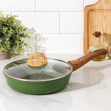 Forest frying pan "Forest", d = 24 cm, glass cover, removable handle, anti -stick coating