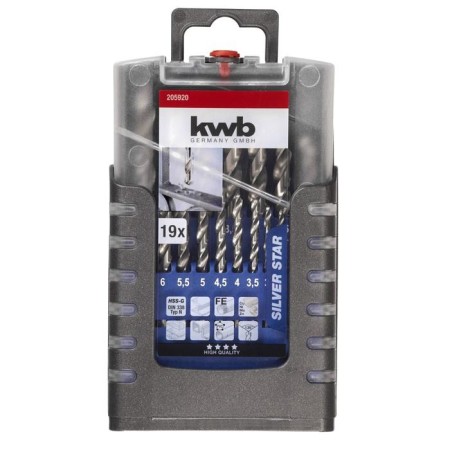 Set of metal drill KWB Silver Star, 1-10 mm, sharpening angle 135 °, stal HSS-G, 19 pcs-1