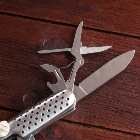 Swiss knife "Fobos" 8B1, handle with perforation, chrome-2