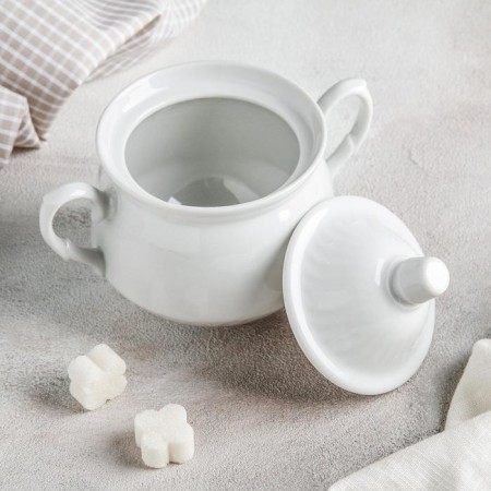 Sugar "Kirmash. Belo", 450 ml, with a lid, white color-1