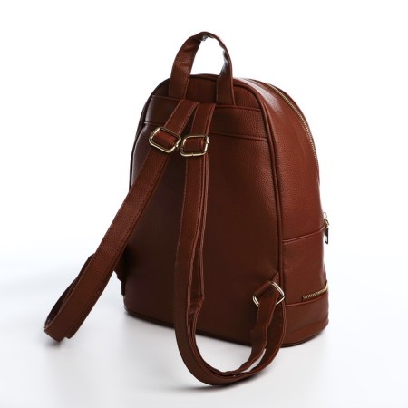 Women's backpack made of artificial leather with lightning, 1 pocket, brown color-2