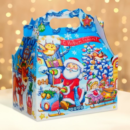 New Year. Gift box New Year's casket is a simple "rink" with animation 20 x 12 x 17 cm.