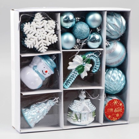 Set of jewelry plastic 20 pcs "Festive" blue white-2