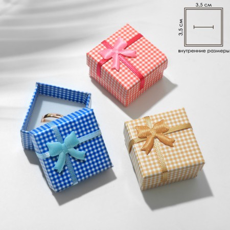 Gift box for the ring "Cell" with a bow, 4 × 4, color mix