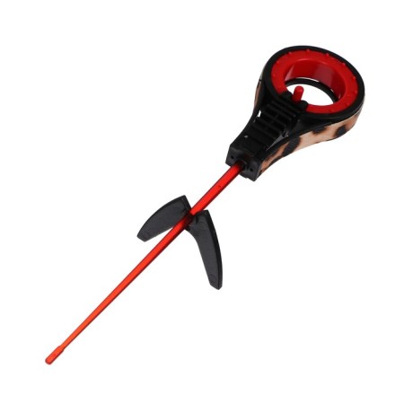 Fishing rod winter balalaika with a guard, black red color, HFB-37