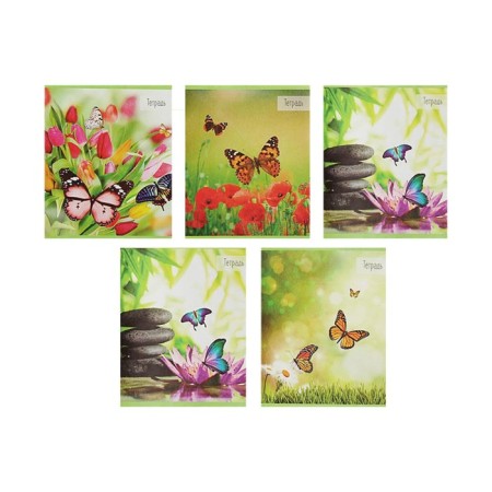 Notebook of 36 sheets in the Calligrata “Butterflies” cage, covered paper cover, block No. 2 is whitewash 75% (gray sheets), mix