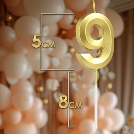 Candle in the cake on the skewer "Fine", the number "9", gold, 5 cm-1