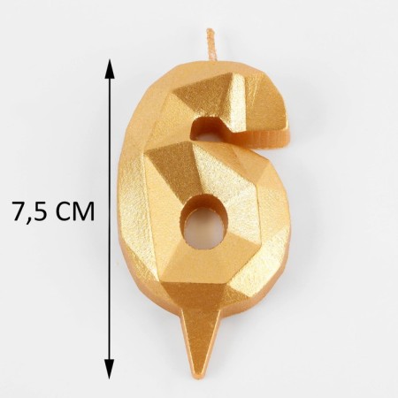 Candle in the Almaz cake number 6 gold, 6.5 cm-1