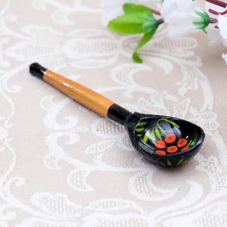 A wooden spoon "Chernushka", small, Khokhloma, mix-3