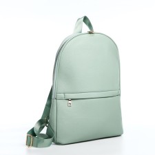 Women's backpack made of artificial leather with lightning, 2 pockets, green color