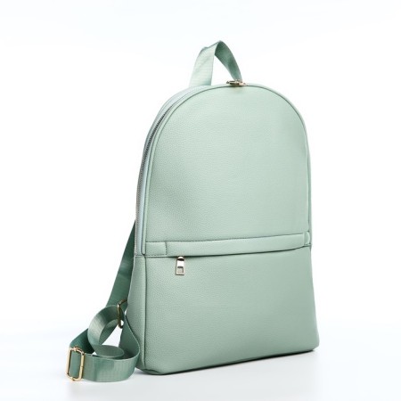 Women's backpack made of artificial leather with lightning, 2 pockets, green color