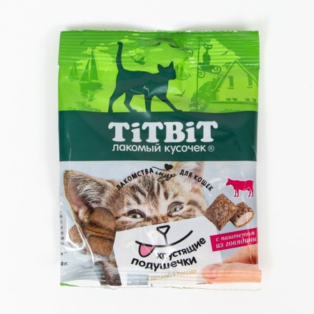 Titbit crispy pillows for cats, with beef paste, 30 g-1