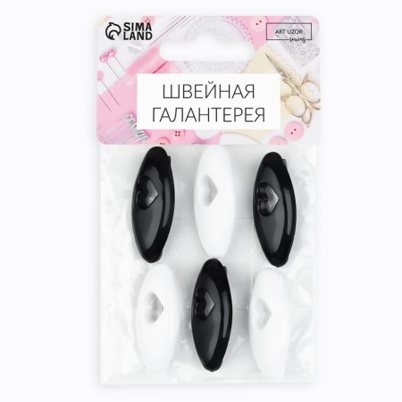 Safe “heart” pins, 40 mm, 6 pcs, black/white color-3