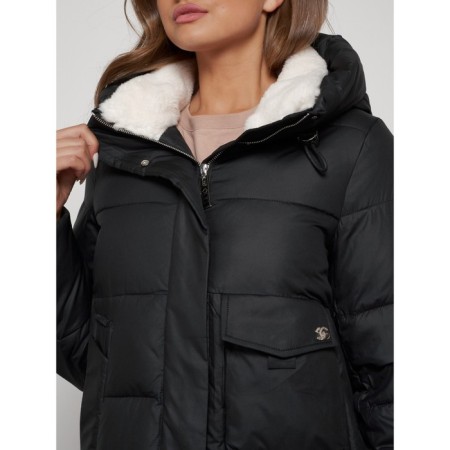 Coat insulated winter female, size 44, black color-14