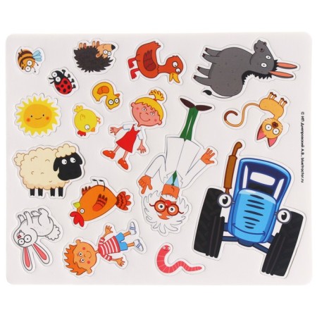 Magnetic game "By fields, by fields!", Blue tractor-6