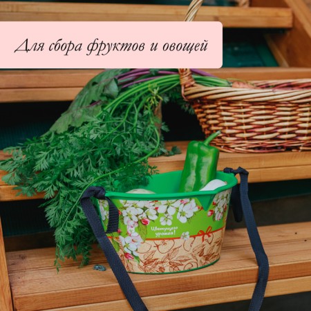 Container for collecting berries, 3 l, "flowering crop", green-5