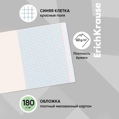 Notebook of 12 sheets in the Erichkrause “Classic”, cover coated cardboard, offset block, whiteness 100% whiteness, green-6