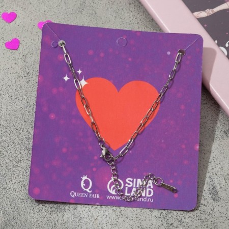 Pendant "Heart" marmalade, black color in silver, 40 cm-3
