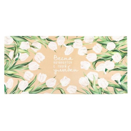 Path "Ethel" White Tulips 30*70 cm, 100% cotton, sarzha 190 g/m2-3