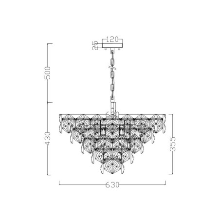 Suspended lamp 60W, 12khe14, 38x63 cm, chrome-1