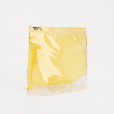 Cosmetic bag with zip-gl, transparent/yellow color-1