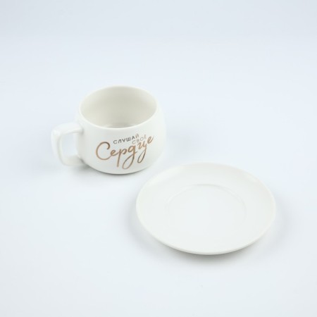 Tea couple ceramic “Listen to your heart”, 300 ml, white color-1