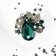 Brooch "Flower" Wreath of Glory, emerald color in black gold