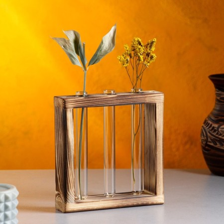 Kashpo wooden 15 × 4 × 15 cm with 3 flasks "Mini frame", firing we give beautifully