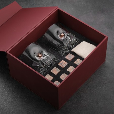 Set "impenetrable. Best", red, 2 glasses 200 ml, 8 stones for whiskey granite-5