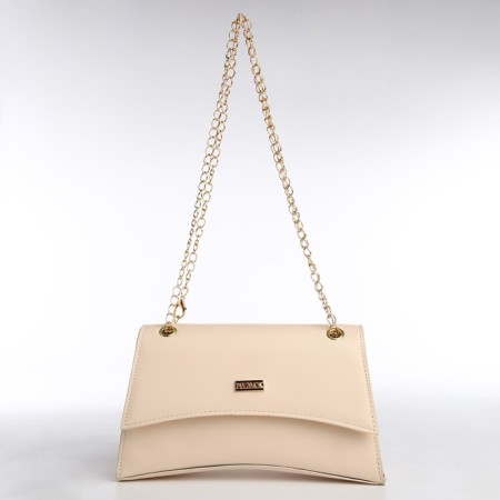 Women's bag made of artificial leather with a valve, 26x16x9 cm, beige color-2