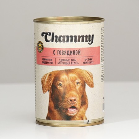 CHAMMY Wet food for dogs, beef in sauce, 415 g