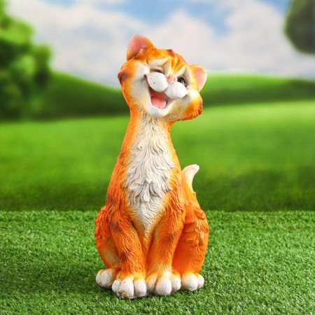 Garden figure "Funny red cat" 11x14x25cm-1
