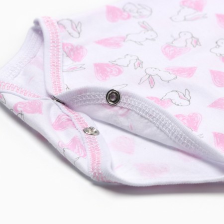 Body baby with short sleeve, white color/bunnies, height 74-3