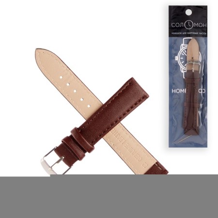 Watch strap, 18 mm, eco -leather, brown, 20 cm-1