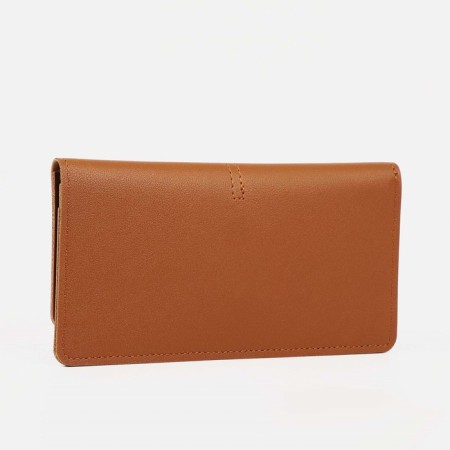 Women's wallet on the button, brown color-1