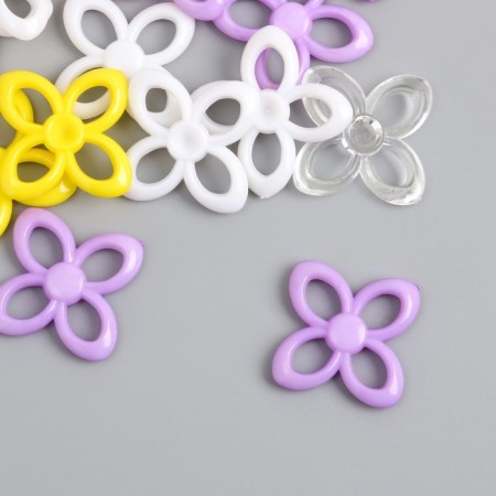 Decor for creativity "Flower. Yellow, violet, white and transparent" NR 20 g 2.8x2.8x0.4 cm-2