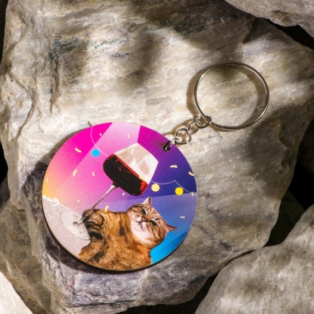 Set wooden suspension wolf + keychain, cat-3