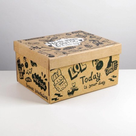 Gift folding box, packaging, “craft”, 31.2 x 25.6 x 16.1 cm-4