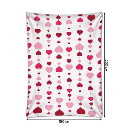 Decorative panel with photo printing "Girland from hearts", vertical, size 150x200 cm-1