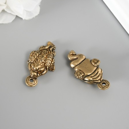 Souvenir brass "Cash toad with coin" set 2 pcs 1.9x3.4 cm-2