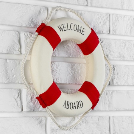 Rescue Circle with twine "Welcome Abroad", decor - Cross, 4*26*26 cm, mix-1
