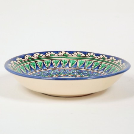 The plate of the Rishtan ceramics "Patterns", blue, deep, 20 cm-2
