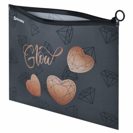 Brauberg A4 notebook folder, 1 compartment, plastic, on zip-lock, "Diamonds", 272104-1