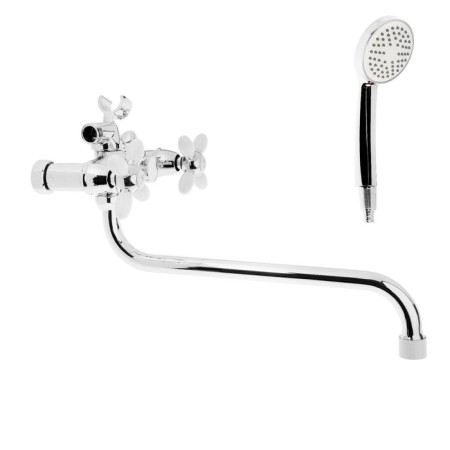Accoona A7182G bath mixer, double -leaf, white/chrome