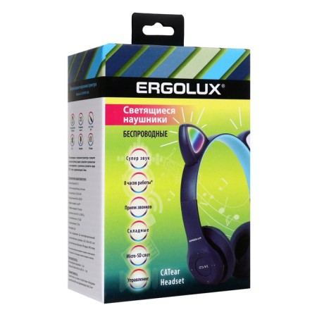 Headphones of Ergolux ElX-BTHP02-C06, wireless, overhead, microphone, 250mach, FM, blue-7