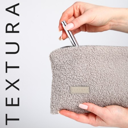 Lightning cosmetic bag, textura, gray color