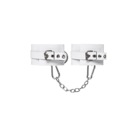 Handcuffs Pecado BDSM, soft with grirts, genuine leather, white-2