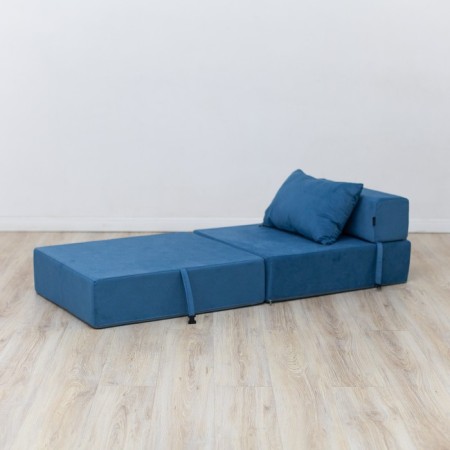 Walked armor-bed "Essen", velor fabric, blue color-3