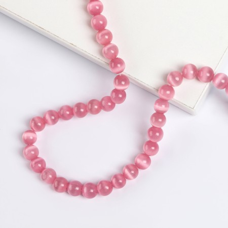 Beads made of natural stone "Cat Eye" set of 50 pcs., 1 pc. - 8 mm, pink-1