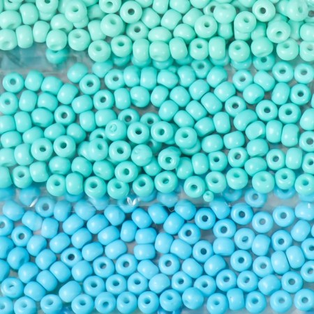 Round beads 6/0 "Ocean color" 6 colors x 10 g 20x8 cm-1